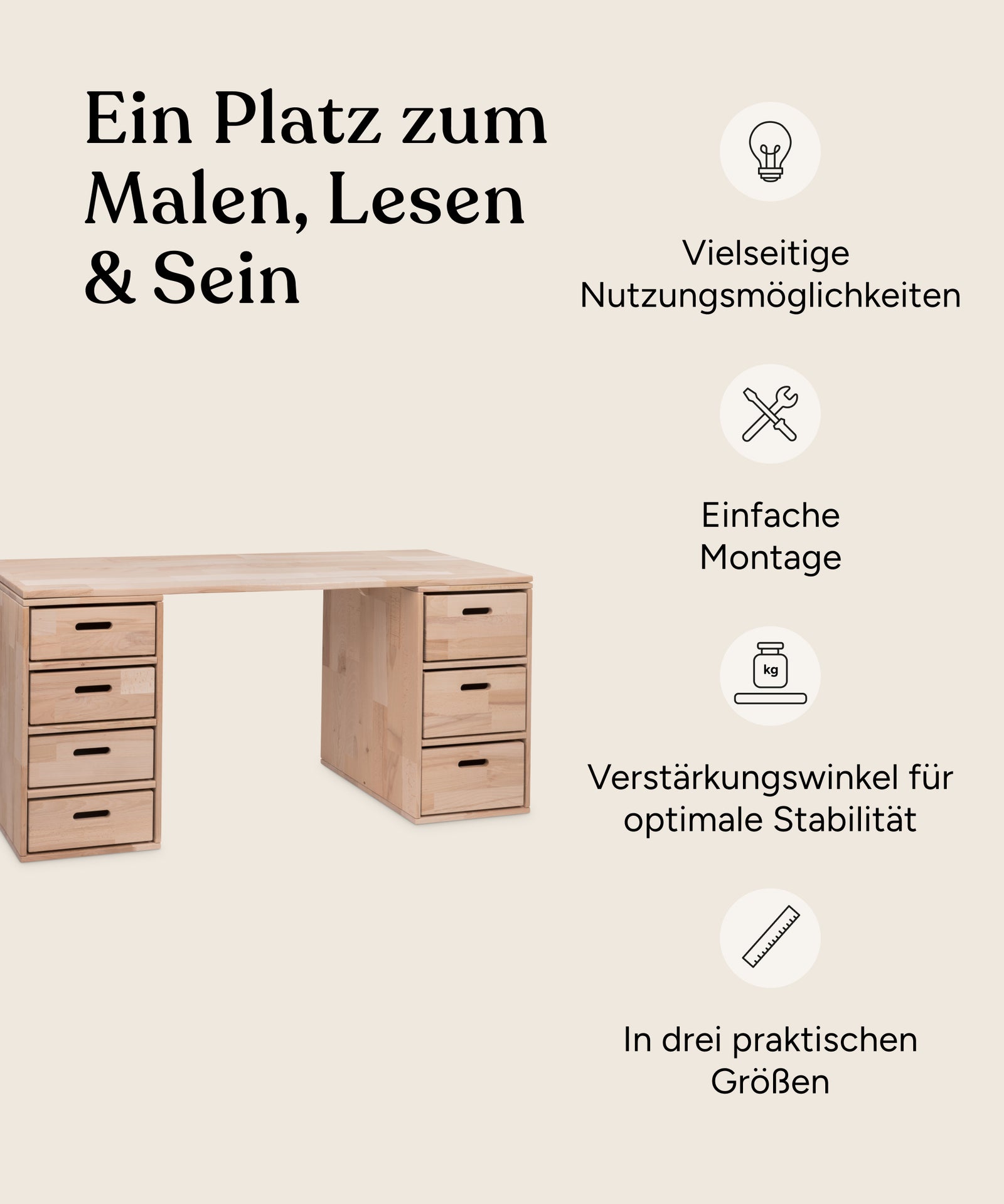 Vorteile Tischplatte für Aufbewahrungssystem Buche