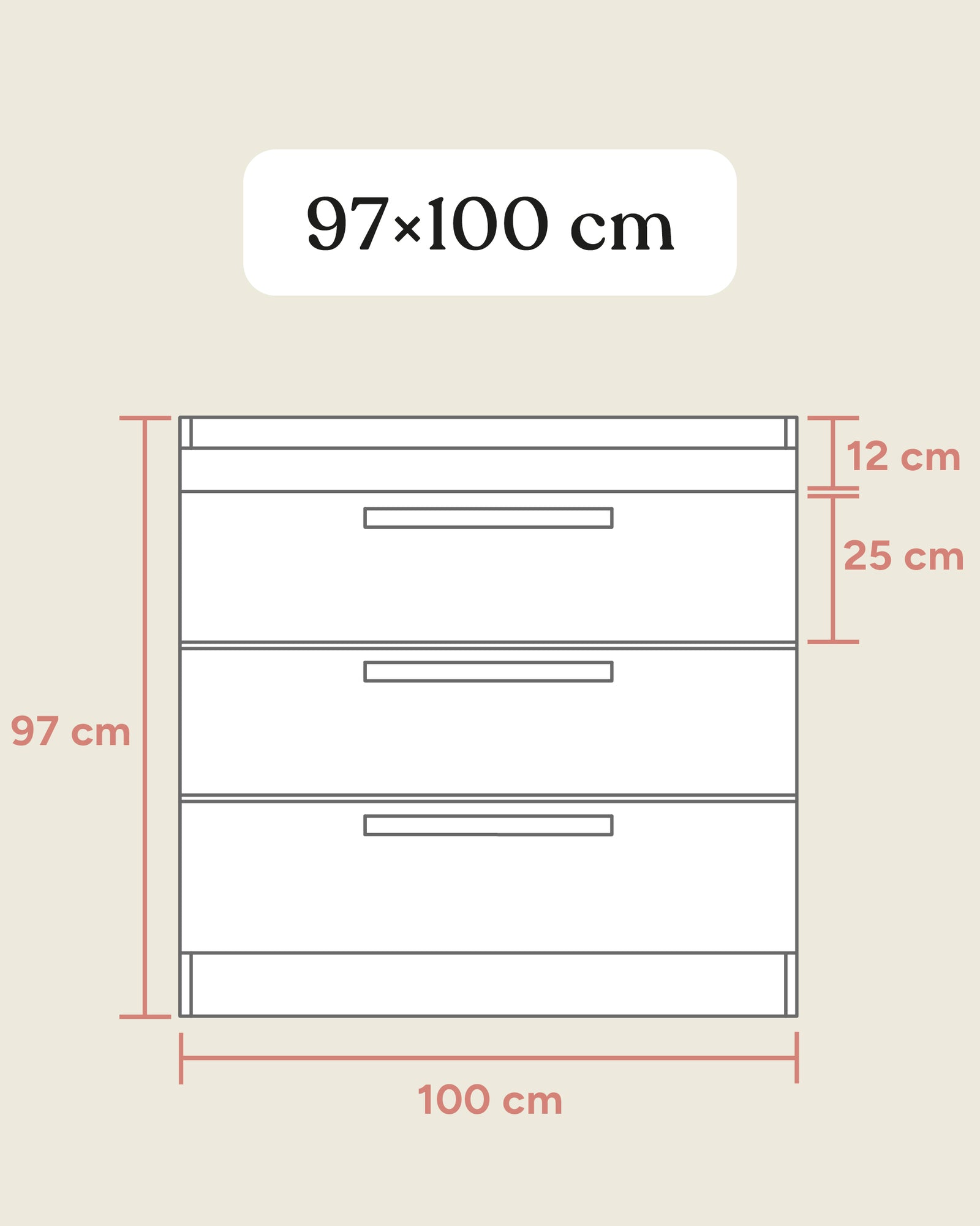 Größengrafik Wickelkommode Frontal.