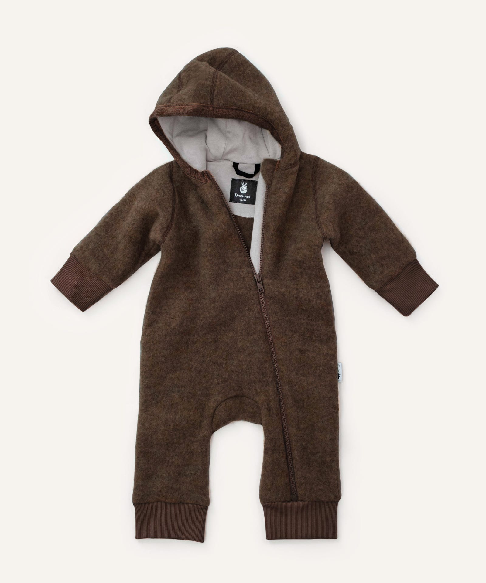 Wollfleeceoverall Hellbraun.