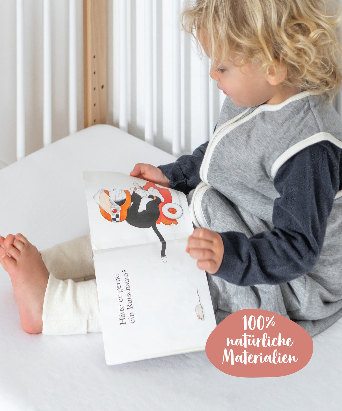 Wollgefüllter Schlafsack für aktive Kinder, mehr Bewegungsfreiheit beim Sitzen und Stehen
