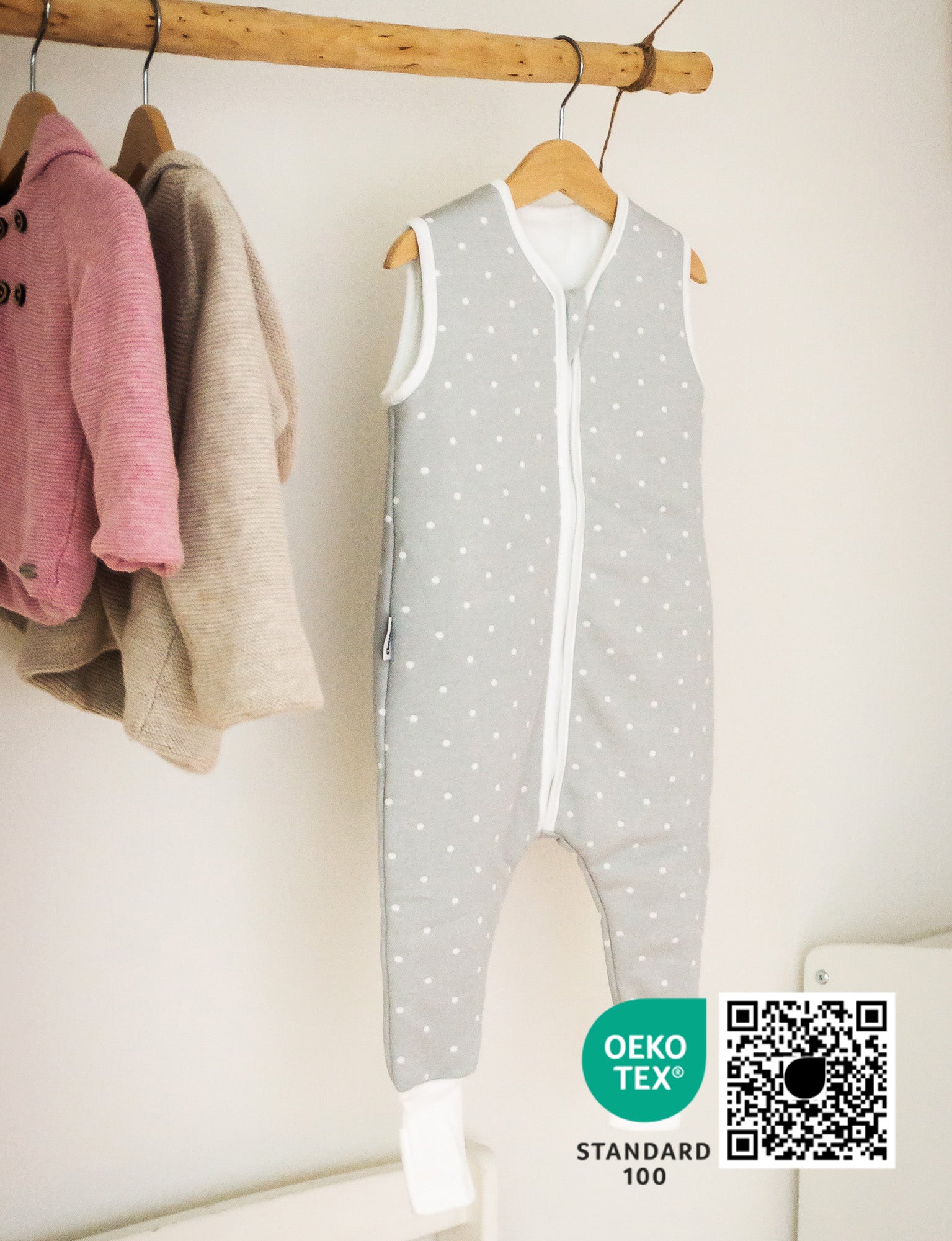 Schlafsack mit Füßen aus Bio-Baumwolle, OEKO-TEX® STANDARD 100 zertifiziert.